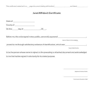 Notary Jurat/Affidavit Acknowledgement Form