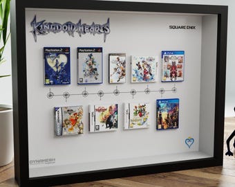 Kingdom Hearts 3D Timeline Frame – Complete Saga in Video Game Miniatures – Gaming Wall Decor & Geek Gift