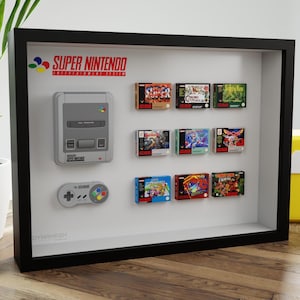 Aangepaste 3D-lijst - Mini SNES PAL met controller en games naar keuze - Gaming-muurdecoratie, retro-geekcadeau