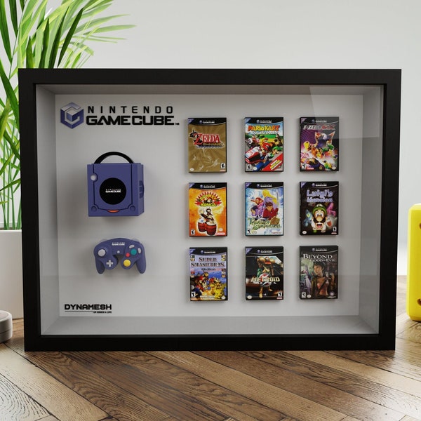 Nintendo Gamecube 3D Frame Diorama Shadowbox Customizable Miniature Resin Console and Video Game Replica