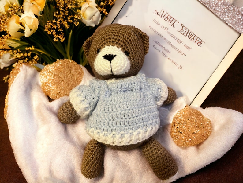 1 teddybeer. Gepersonaliseerde gevulde teddybeer baby shower cadeau, Teddy verjaardag baby jongen meisje cadeau, pasgeboren rekwisieten cadeau afbeelding 1