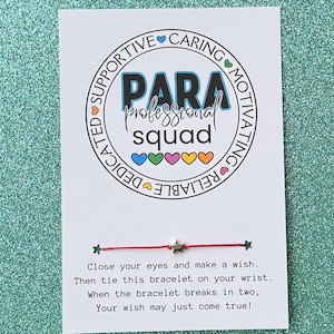 PARA Professional Squad Card, Wish Bracelet Gift, Paraprofessional Appreciation Gift, Thank You Gift for Paraeducator, Paraprofessional Week