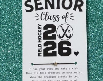 Field Hockey Senior Class of 2026 Card, Wish Bracelet, Field Hockey Senior Night, Field Hockey Season Gift, Senior Field Hockey Player, 2027