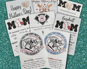 Mother's Day Gift for Baseball Moms, Wish Bracelet, Baseball Mom Mother's Day Card, Baseball, Mother's Day Card, Baseball Mom