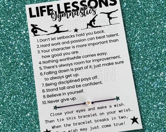 Carte de cours de gymnastique, bracelet de souhaits, cadeau de gymnastique, fin de saison, cadeau de Noël, inspiration gymnastique, gymnaste, gymnastique