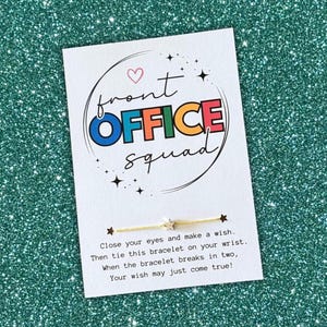 front OFFICE squad Card, Wish Bracelet Gift, Administrative Professional Day Gift, Office Staff Appreciation Day, Thank You Gift