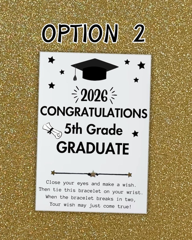 Grade R Card Design 5th Grade Card, Wish Bracelet, Party Favors, Fifth Grader, End of 2026 ...