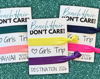 Beach Hair Don't Care, Hair Tie Favor, Girls Trip Gift, Party Favors, Elastic Hair Ties, Gift Filler, Birthday, Bachelorette, Beach Getaway