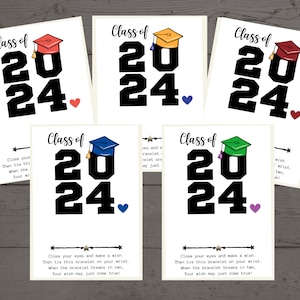 Graduation Class of 2024 Card, Wish Bracelet, Gifts for Grad, Graduation Card, High School Graduation, College Graduation, Graduation Gifts