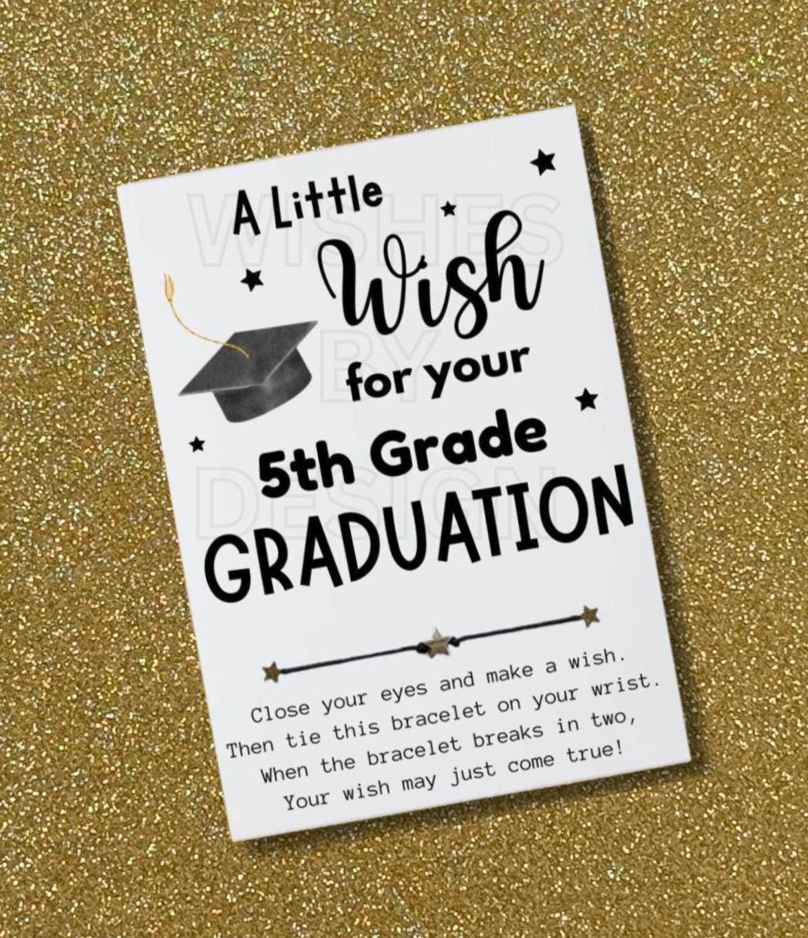 5th grade graduation cards A Little Wish For Your 5th Grade Graduation Card, Wish Bracelet, Gift For Fifth Grader, End of The Year, Promotion, Party Favors, Class Gift
