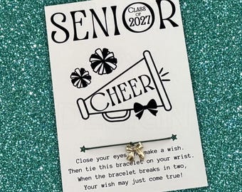Tarjeta de la promoción de 2027 de animadoras, pulsera de los deseos, recuerdo de fiesta, animadora, noche de graduación de las animadoras, graduación, regalo del equipo de animadoras, animadora