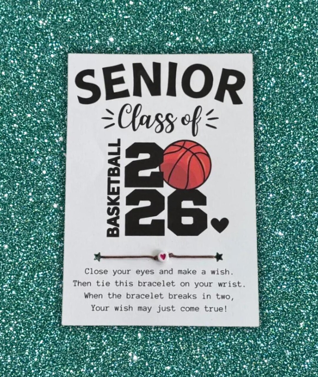 BASKETBALL SENIOR Class of 2026 Card, Wish Bracelet, Senior Night, End ...