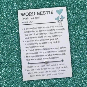 Work Bestie Definition Card, Work Bestie Wish Bracelet, Coworker Gift, Work Bestie Gifts, Co-worker Best Friend Gift, Friendship Gift