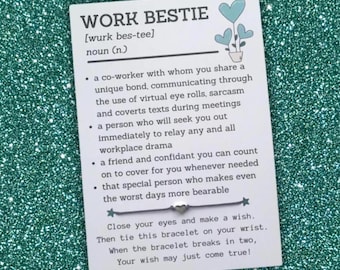 Work Bestie Definition Card, Work Bestie Wish Bracelet, Coworker Gift, Work Bestie Gifts, Co-worker Best Friend Gift, Friendship Gift