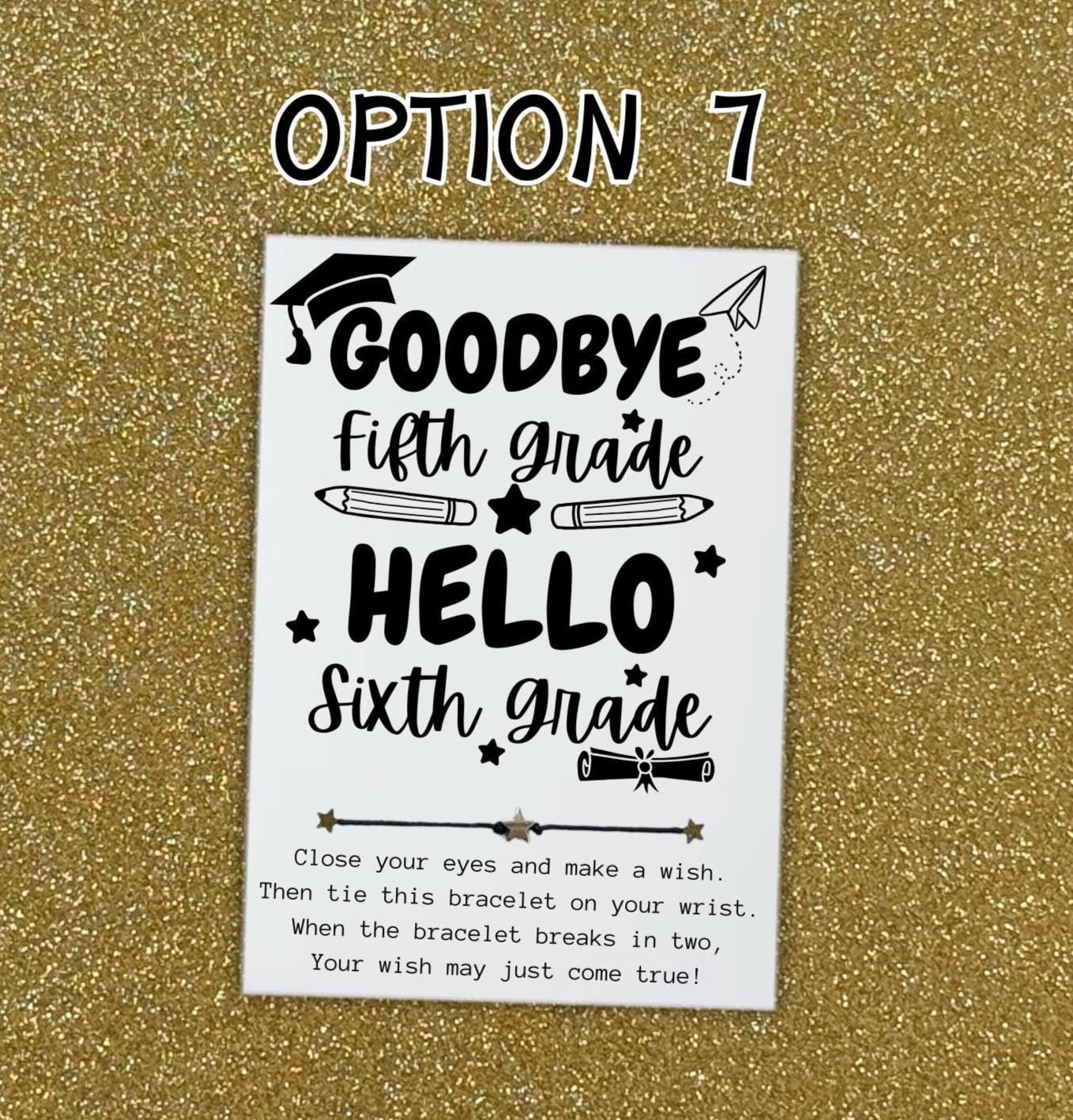 Grade R Card Design 5th Grade Card, Wish Bracelet, Party Favors, Fifth Grader, End of 2026 ...