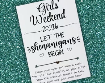 Regalo de fin de semana para chicas, pulsera de deseos, regalo de escapada de chicas, regalo de travesuras para amigas, regalo de despedida de soltera, regalo para amigas, recuerdo de fiesta de travesuras