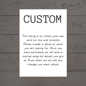 Create Your Own Card, Wish Bracelet, Personalized Gifts, Customized Team Gifts, Team Gifts, Personalized Party Favors, Custom Wish Bracelets