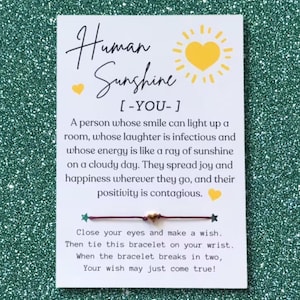 Human Sunshine Definition, Wish Bracelet, Best Friend Gifts, Positivity, Encouragement Inspire, Gift for Friends, Friendship Gifts, Bestie