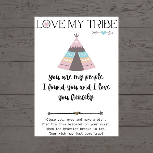 LOVE MY TRIBE, Wish Bracelet, Girls Weekend Gift, Girls Trip Gift, Tribe Gifts, Friendship Tribe Gifts, Tribe Wish Bracelet, Gift for Friend