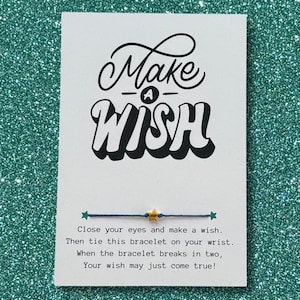 Make A WISH Card, Wish Bracelet, Birthday Gifts, Thank You Gift, Gift for Friends, Party Favors, Make a Wish Theme Gifts, Make A Wish Gift