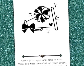 Cheerleader Card, Wish Bracelet, Cheerleader Gift, Cheerleading Gift, Cheer Party Favors, Gift for Cheer Team, End Of Cheer Season Gifts