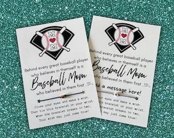 Baseball MOM Thank You Card, Wish Bracelet, End Of Season Gift for Mom, Party Favors, Baseball Team Mom, Baseball Mom Appreciation, Baseball