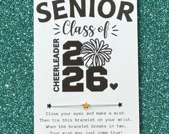 Senior Class of 2026 Card, Wish Bracelet, Cheerleader Gift, Senior Night | Graduation, Gift for Senior Cheerleaders, Cheer Team, Senior Gift