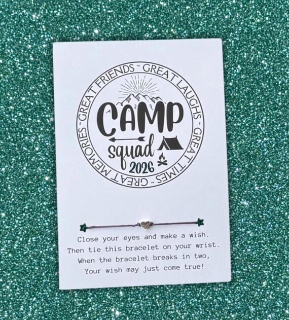 CAMP Squad 2026 Card, Wish Bracelet, Camp Gift, Summer Camp Gift, Party Favors, Summer Camp, Friends Camp Retreat, Outdoor School, Reunions