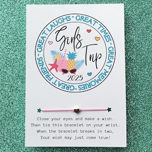 Girls Trip 2025 Gifts, Wish Bracelet, Girls Getaway Gift, Gift for Friends, Girls Weekend, Friend Gift, Girls Trip Gift, Bachelorette Gifts