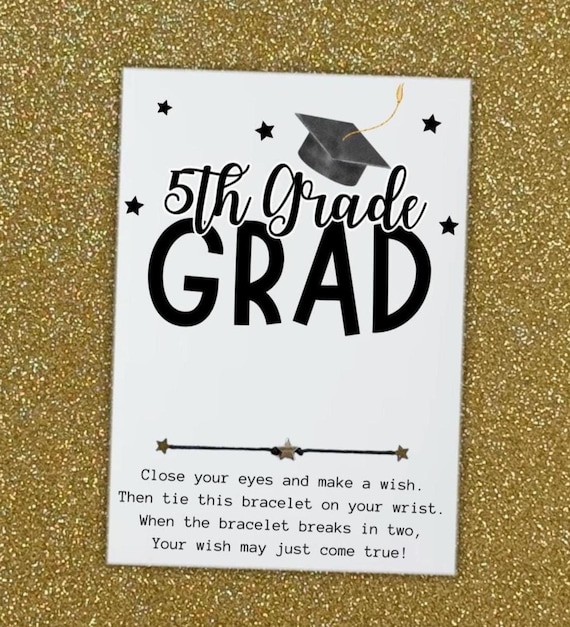 5th grade graduation card Congratulations Graduate - Greeting with Shooting Stars The center cubic zirconia crystal measures 6mm in diameter 5th Grade Graduation Gift for