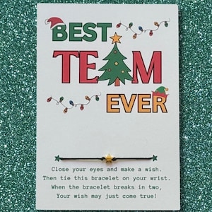 BEST TEAM EVER Christmas Card - Wish Bracelet, Christmas Party Favor, Employee Gifts, Sports Team Gifts, Volunteer Gifts, Thank You Gifts