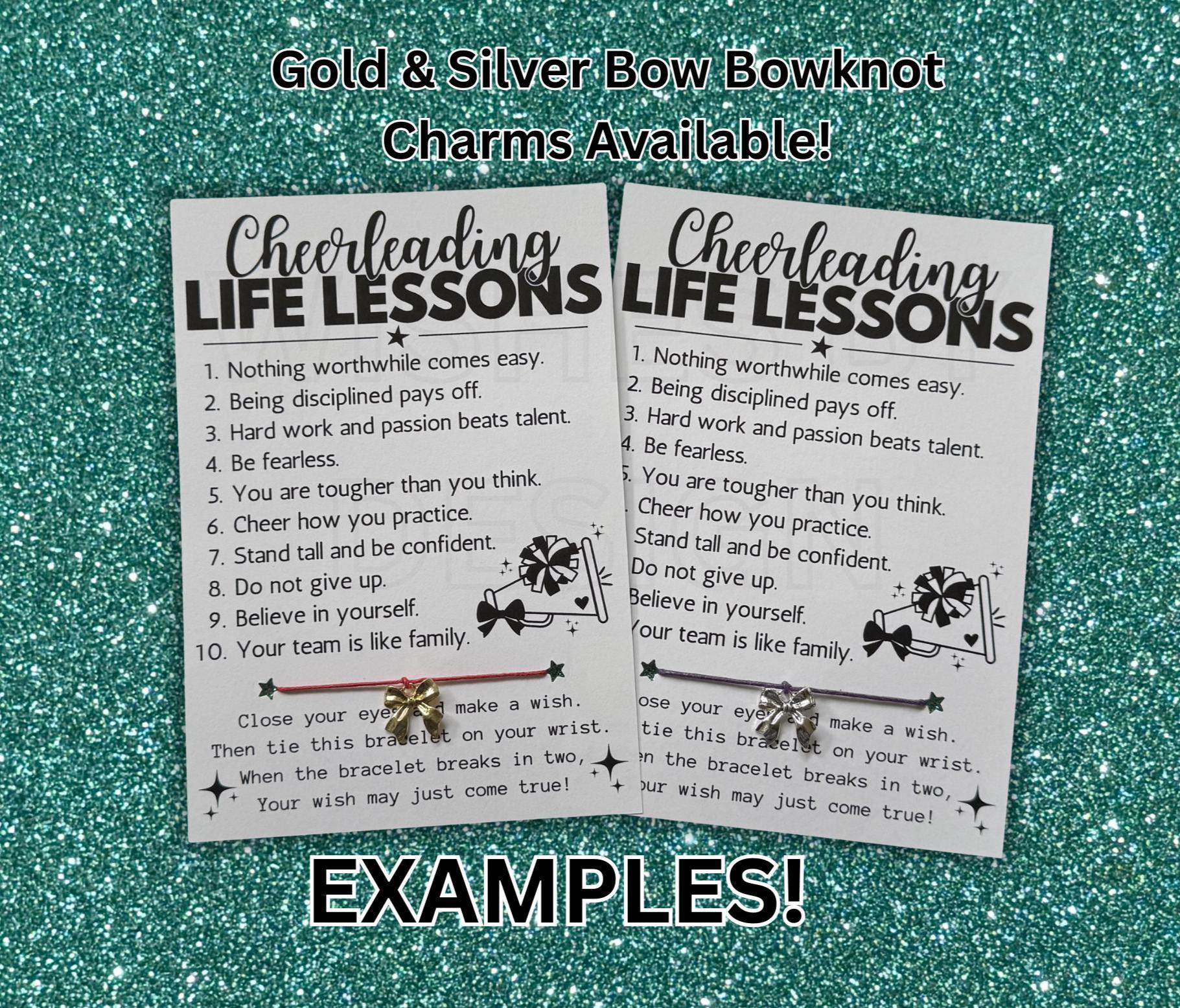 Cheerleading LIFE LESSONS Card, Wish Bracelet, Cheerleading Gifts ...