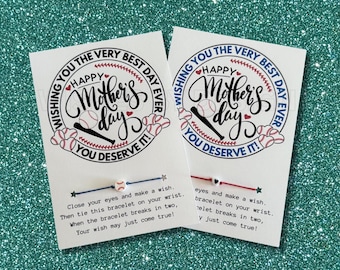 Happy Mother's Day Gift for Baseball Moms, Wish Bracelet, Baseball Mom Mothers Day Card, Baseball, Mother's Day, Baseball Mom, Baseball