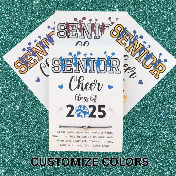Cheer Senior Class of 2025 Card, Wish Bracelet, Cheerleader Gifts, Senior Night | Graduation, Gifts for Seniors, Cheer Team, Senior Gifts