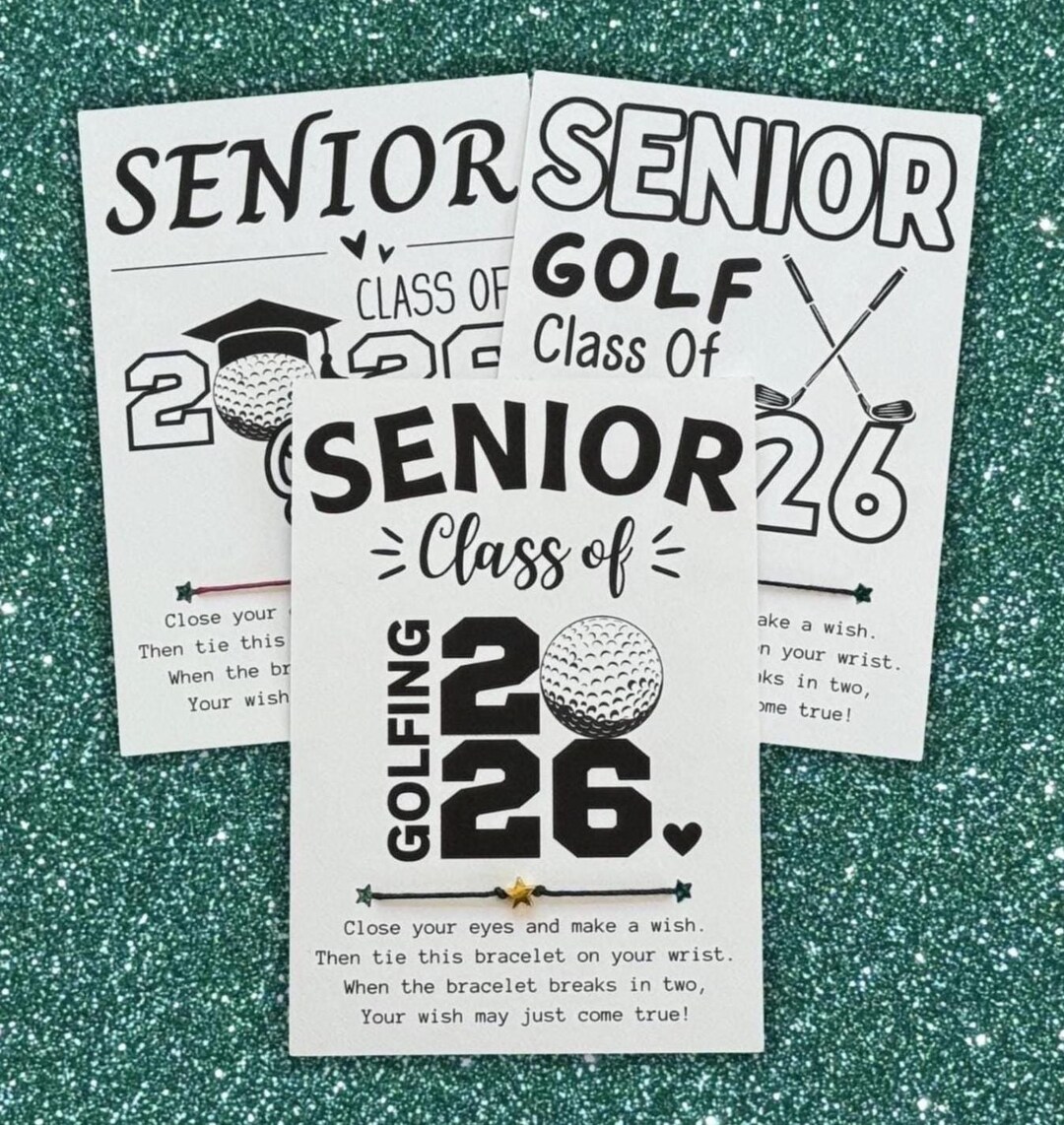 GOLF Senior Class of 20XX Card, Wish Bracelet, End of Season Gift for ...