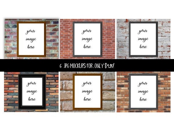 Digital Mockup Wood Frame Brick Wall Backdrop