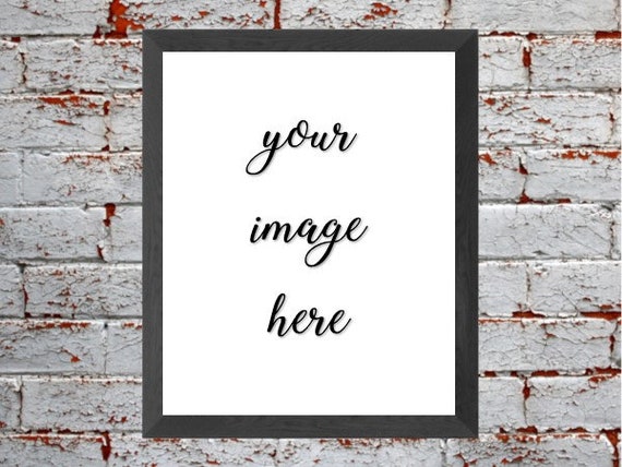 Digital Mockup Black Frame White Washed Brick Digital Mockup Black Frame White Washed Brick