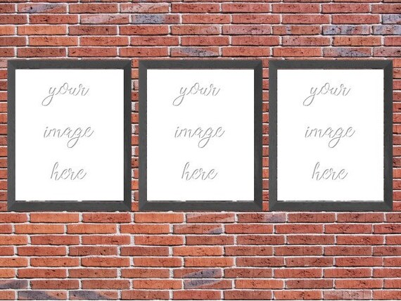 Digital Mockup Wood Frame Brick Background