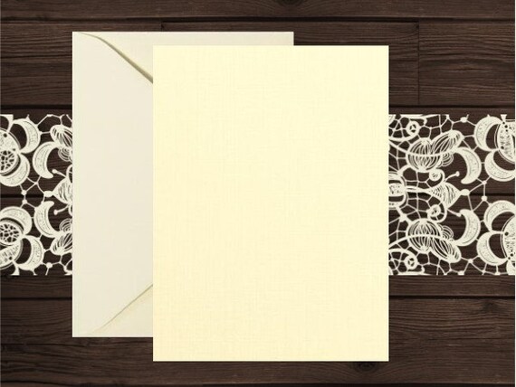 Invitation Mockup Cream Dark Wood Background