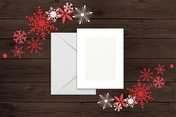 Invitation Mockup Snowflakes Wood Background Holiday