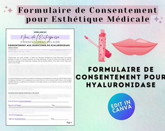 Hyaluronidase Consent Form: Editable Medical Spa Template (Digital Download)