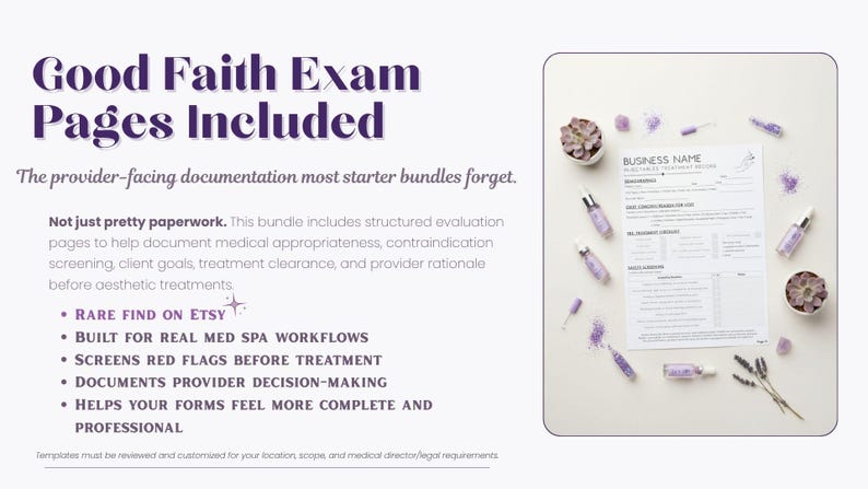 Patient intake and medical history form for aesthetic clinics, designed to collect medications, allergies, contraindications, red flags, treatment goals, and client history before injectables or skin treatments.