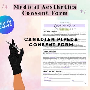 Digital Aesthetics Form Bundle – Informed Consent, PIPEDA Release, Cancellation Policy | Med Spa Legal Documentation | Instant Download