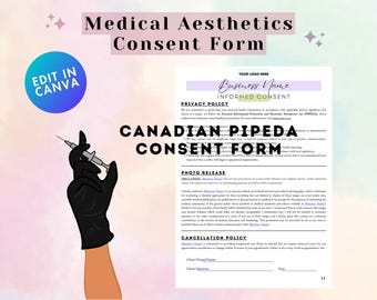 Med Spa Forms-bundel: Canadese PIPEDA-toestemming, bewerkbare sjablonen (digitale download)