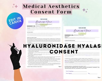 Hyaluronidase Consent Form Template: Editable Med Spa Aesthetics (Digital Download)