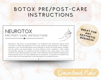 Botox Pre/Post Care Instructions: Med Spa Injectable Guide (Digital Download)