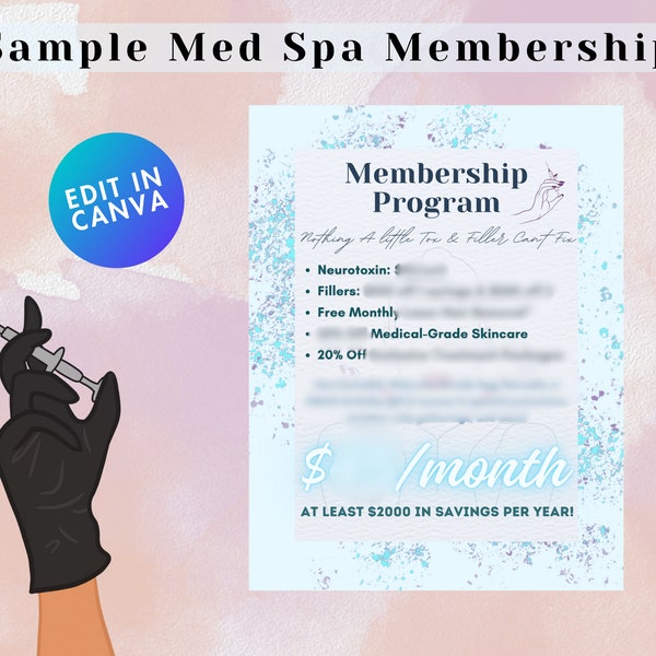 Small Business Template Med Spa Membership Program Consulting Services Instant Download Customizable Examples with Editable Agreement