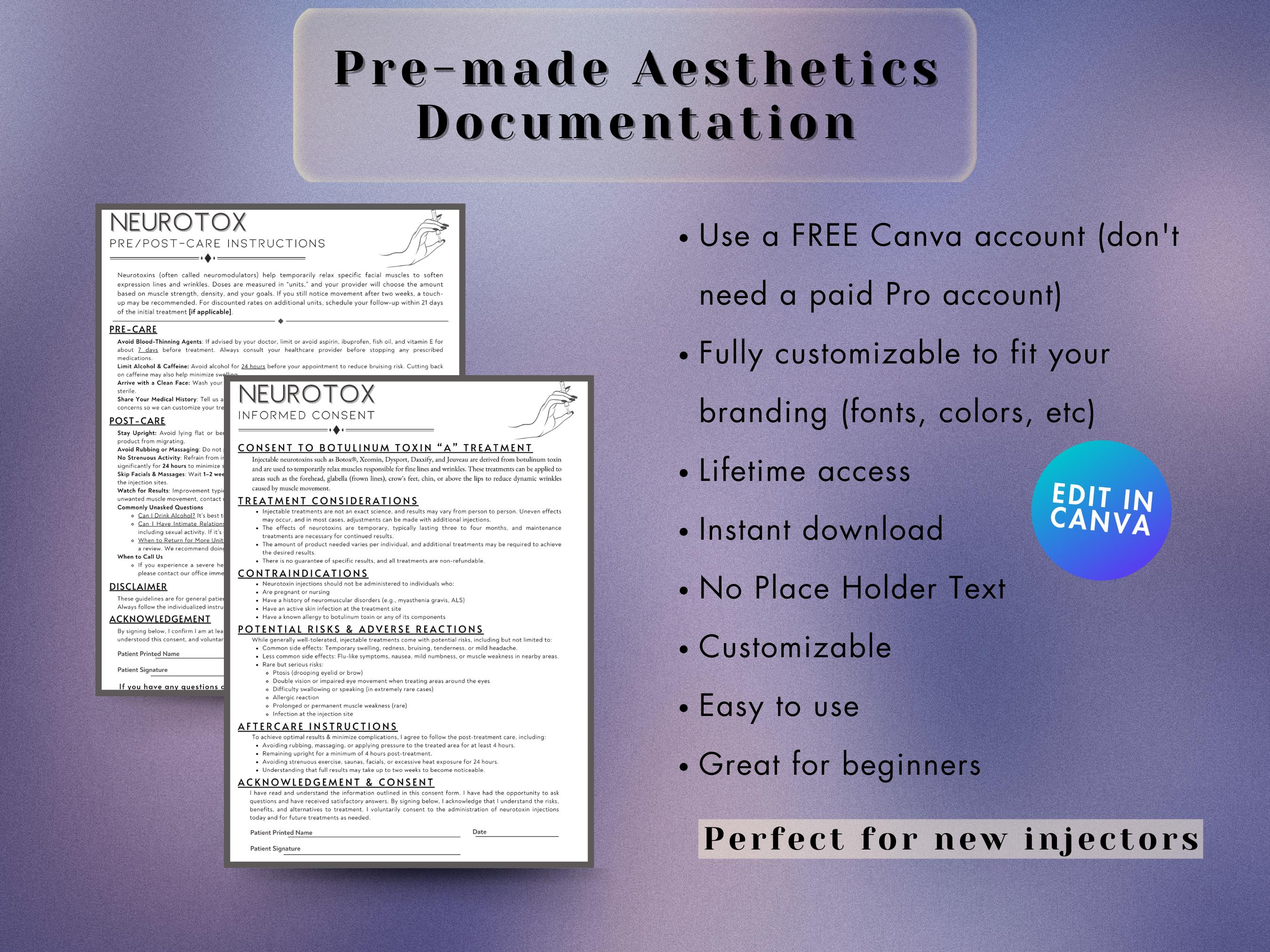 Med Spa Injectables Consent Forms Bundle | Botox, Fillers (editable PDF ...