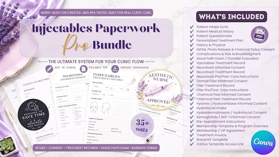 Editable Med Spa Forms Bundle | Botox, Filler, GLP-1 Consents (Canva)