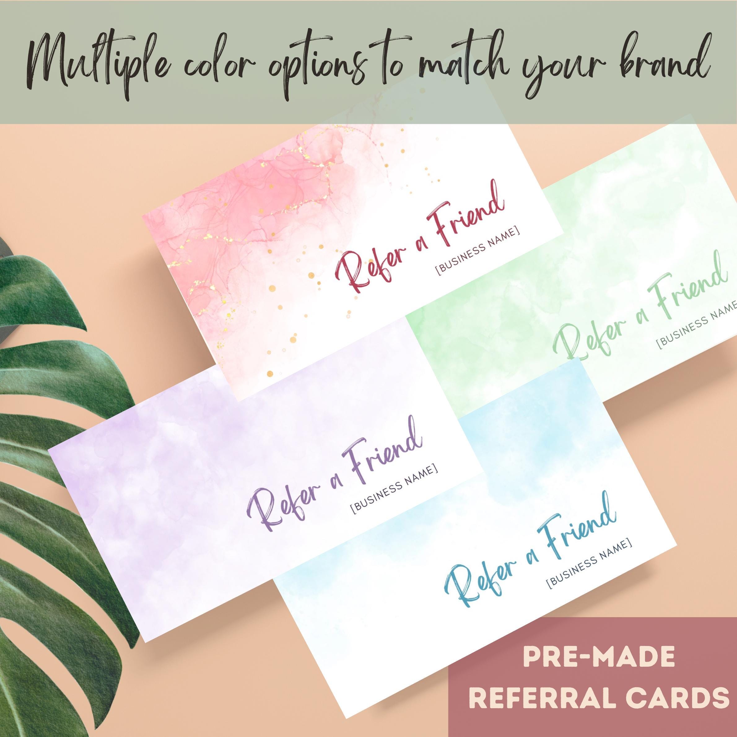 Editable Referral Card Template | Pink Marble Design (digital Download ...